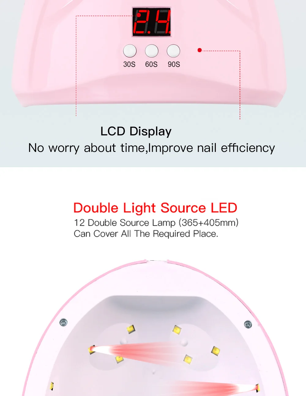 36 Вт УФ светодиодный светильник высокой порошковой лампы УФ для ногтей для маникюра Гель-лак сушилка 12 Светодиодный s лампа для ногтей с ЖК-дисплеем гель для ногтей УФ лампа USB