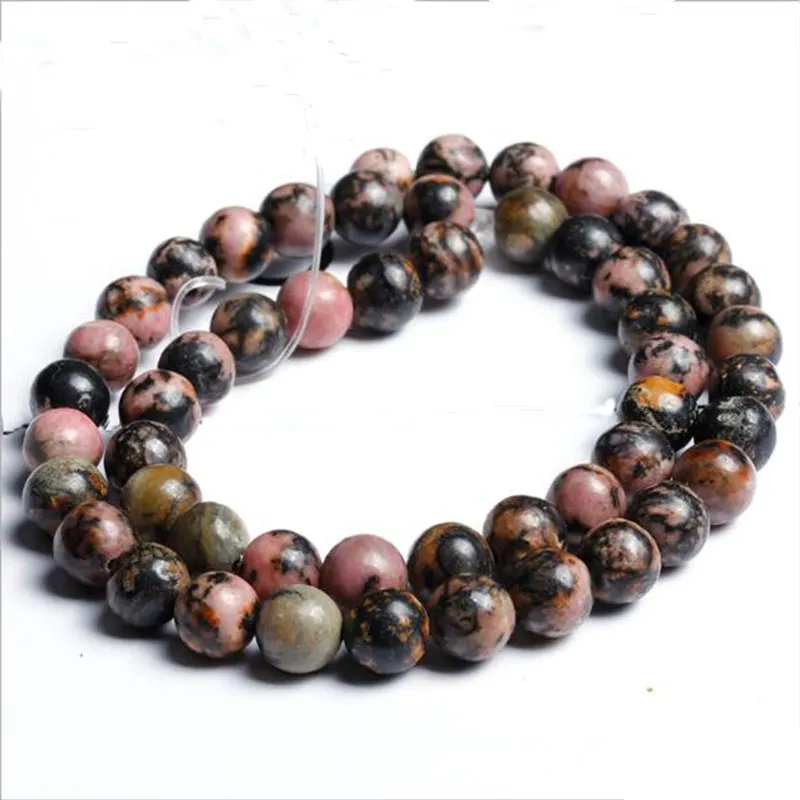 Natural Stone Black Lace Rhodonite Beads 15&quot Strand 4 6 8 10 12 MM Pick Size Loose DIY Necklace Bracelet Making | Украшения и