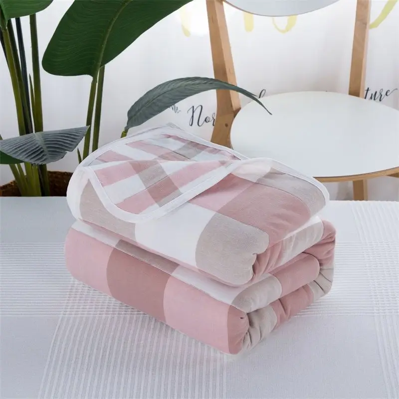 dage pink120x150cm Серое Клетчатое одеяло, детское одеяло, уплотненное, шесть слоев, хлопок, для младенцев, пеленка для коляски, накидка для новорожденных, детское постельное белье, одеяло s - Цвет: dage pink120x150cm