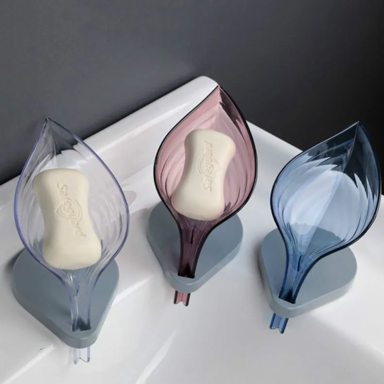 

3pcs/lot Leaf Shape Soap Box Bathroom Soap Holder Dishes Storage Plate Tray Soap Holder Case Supplies Bathroom Gadgets E11771