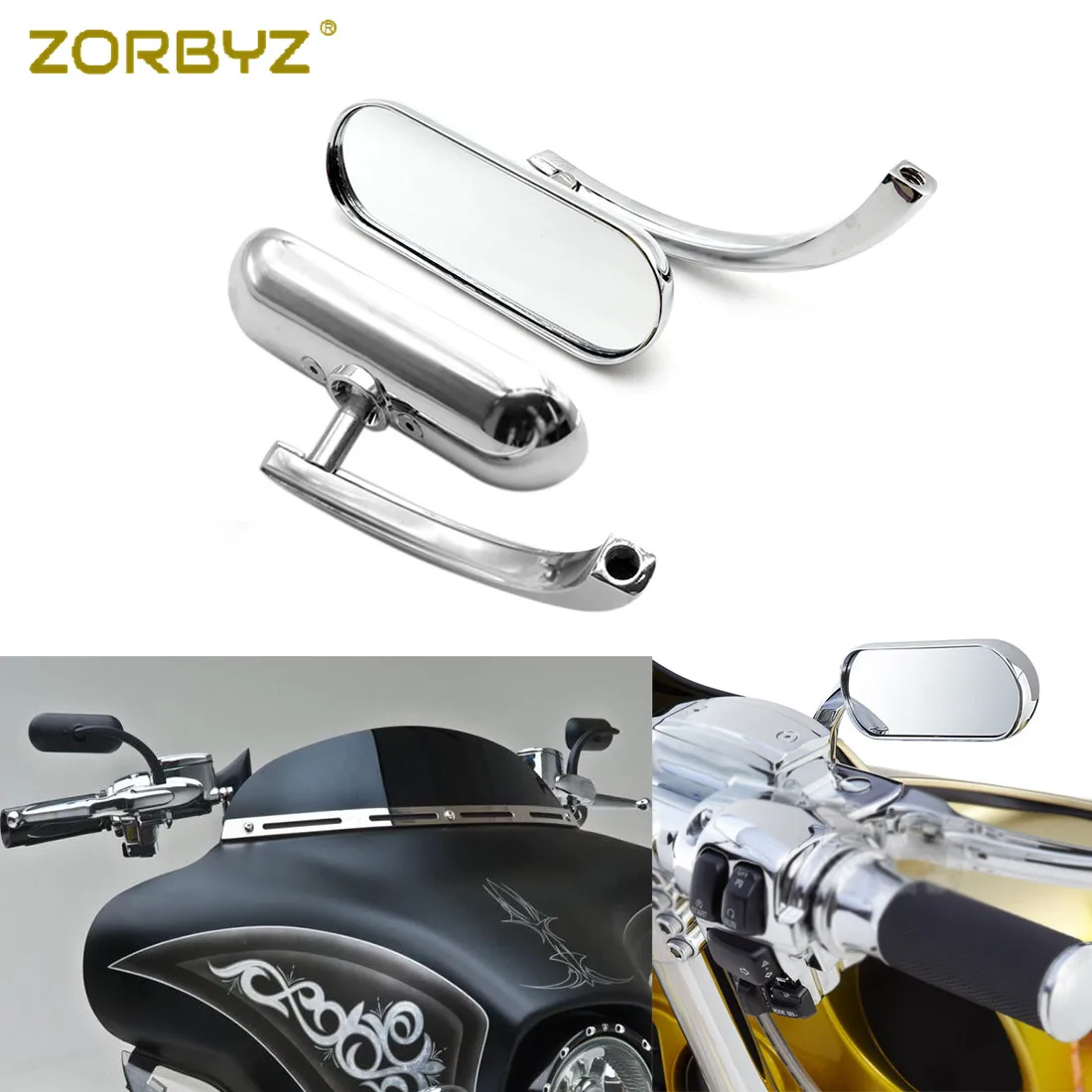 ZORBYZ 1 пара хромированные овальные мотоциклетные мини зеркала для Harley Dyna Softail Sportster