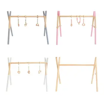 

Nordic Style Cartoon Solid Wood Baby Kids Fitness Rack Children Room Decoration Toys with Ornaments Pendant Infant Clothes Frame