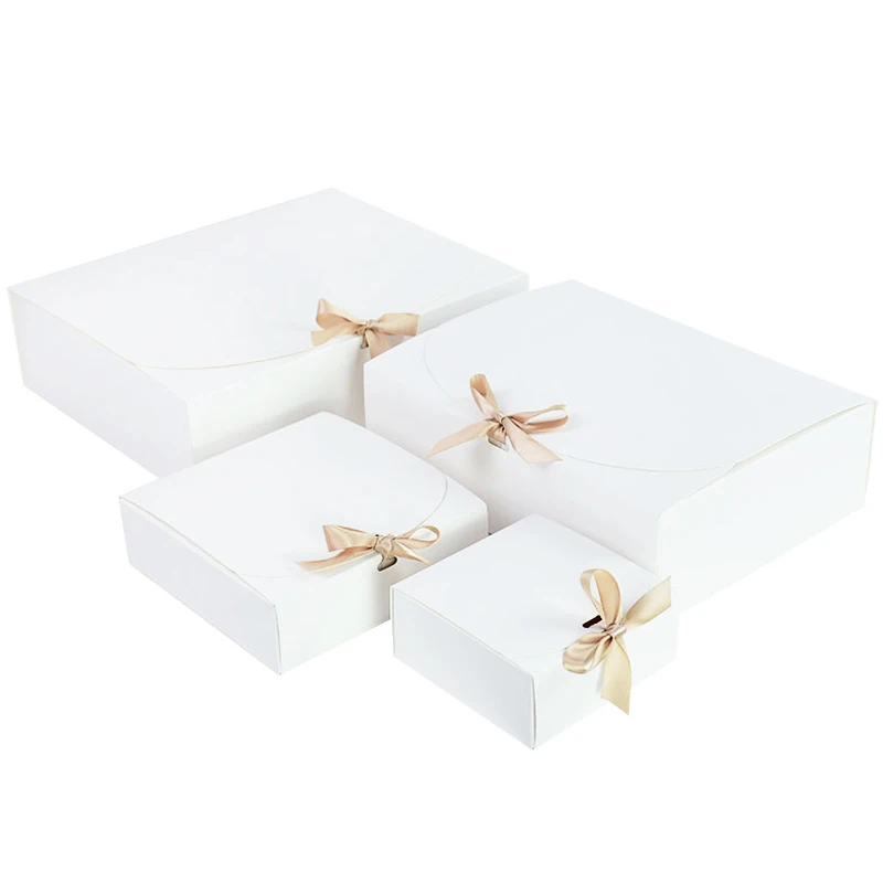 5Pcs White Kraft Paper Gift Box Wedding Birthday Party Hnadmade Cookie Candy Storage Packaging Box Christmas Decoration for Home