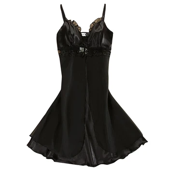 

Women's Lace Lingerie Nightgown Babydoll Strap Pajama Sleepwear -Black, M