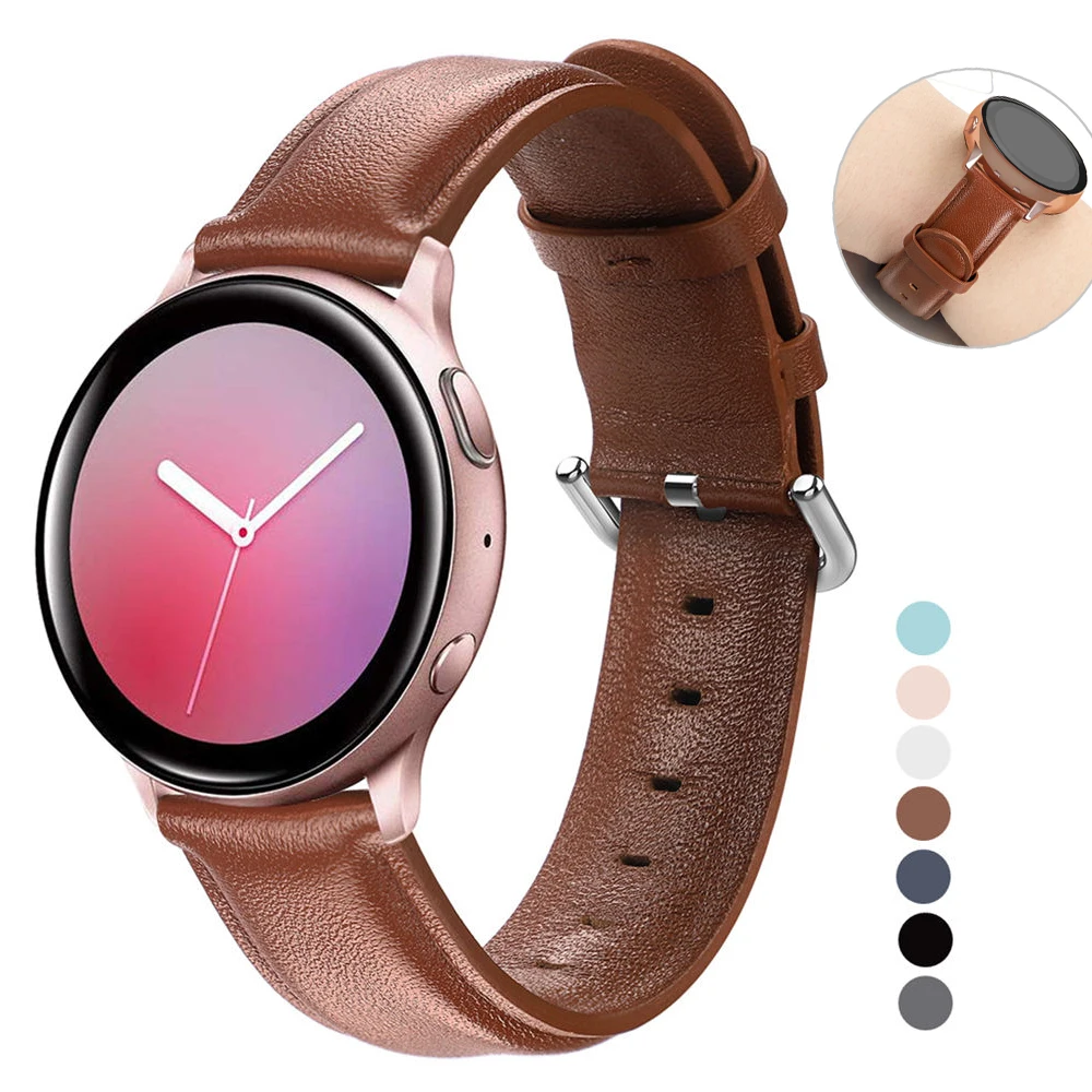 

Leather band For Samsung Galaxy watch active 2 strap 44mm 40mm Gear S2 Huawei GT 2 42mm 20mm watch strap bracelet watchband 20
