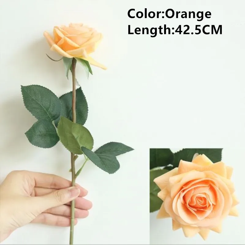 C Orange 11 шт. романтическая роза искусственный цветок Сделай Сам Красный Белый Шелковый Искусственный цветок для вечерние украшения дома свадьбы День святого Валентина - Цвет: C Orange