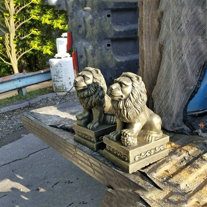 Summer Breeze Foo Dog Lions Pair Mold Set, Cement Statue Mould, ABS Plastic, DIY Concrete Greek Sculpture, H 35cm/ 13.78in