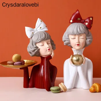 

European Blowing Bubbles Modern Girl Resin Accessories Home Livingroom Desk Sculpture Decoration Coffee Table Figurines Crafts