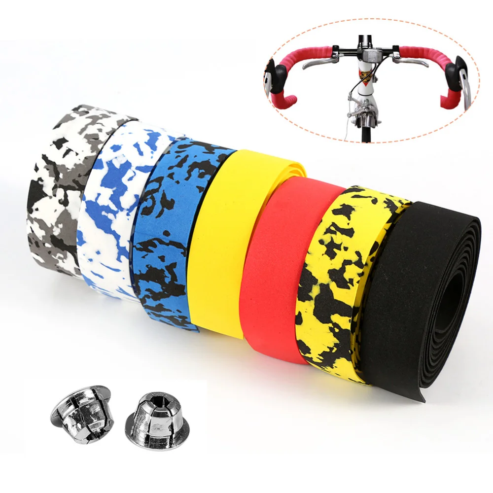 Handle Tape Mountain Bike Handle Belt Reflective Wrap Cycling Belt Cork Wrap Tape with Plugs 2 Pcs bike handlebar tape