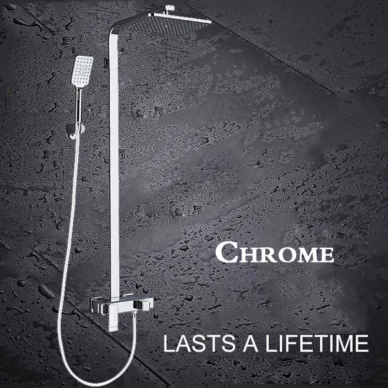 Chrome Хром Ванная комната душевой кран комплект настенное крепление 8''Rainfall душевая головка ABS ручной душ Поворотный ванна носик 3 способа смеситель кран - Цвет: Chrome