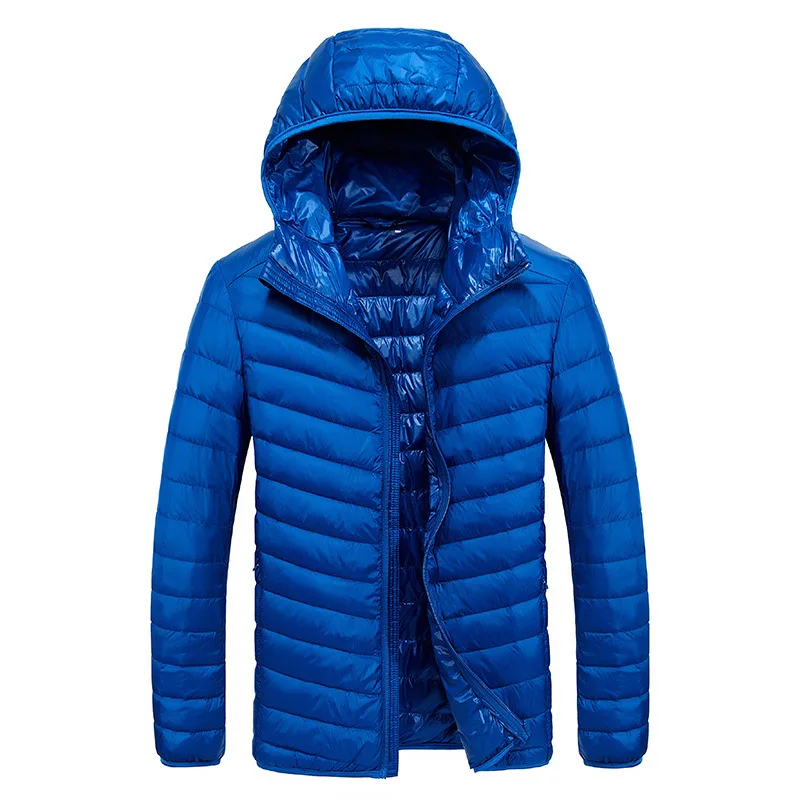Autumn Men's Ultralight White Duck Down Hooded Jacket Male Windproof Waterproof Parkas Coats Ultra Light Stand Collar