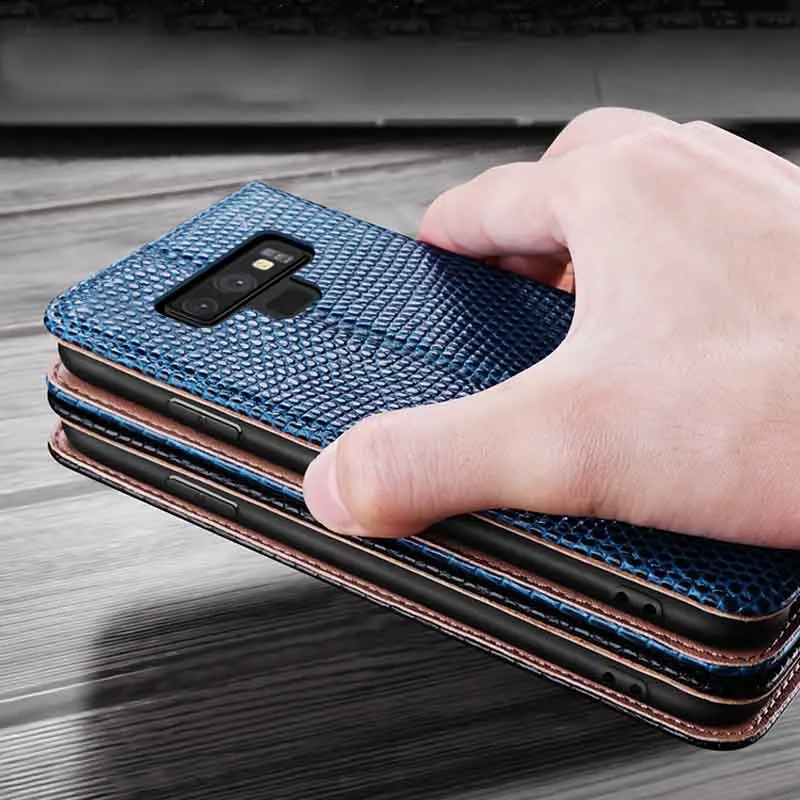 Чехол из натуральной кожи для samsung Galaxy Note 9, чехол для крышки ящерицы, Магнитный чехол для телефона Galaxy Note 9, Корпус Корпуса