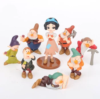 

8Pcs/Set Fairy Elf Dopey Doc Bashful Sleepy Sneezy Happy Grumpy White Princess and The Seven Dwarfs Anime figure Toys