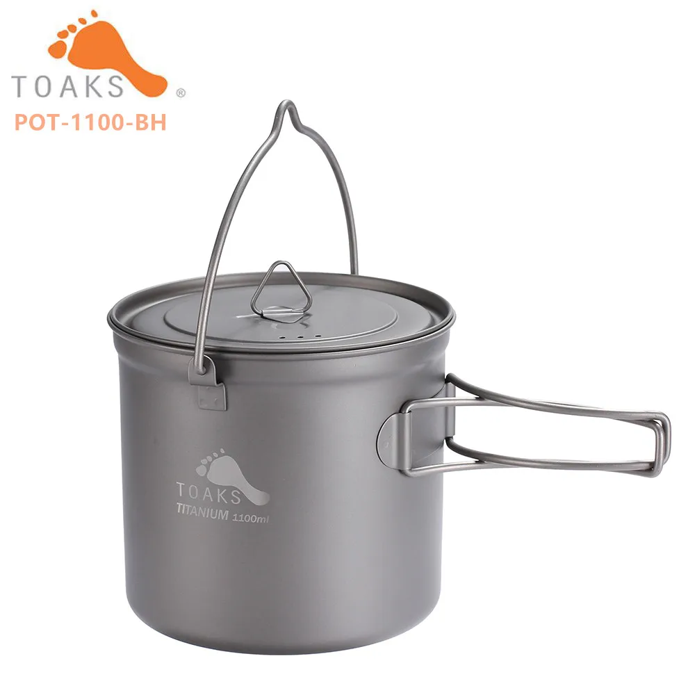 TOAKS TITANIUM POT WITH BAIL HANDLE Outdoor Camping Pot Lightweight Equipment 750ml, 1100ml, 1300ml, 1600ml, 2000ml 4