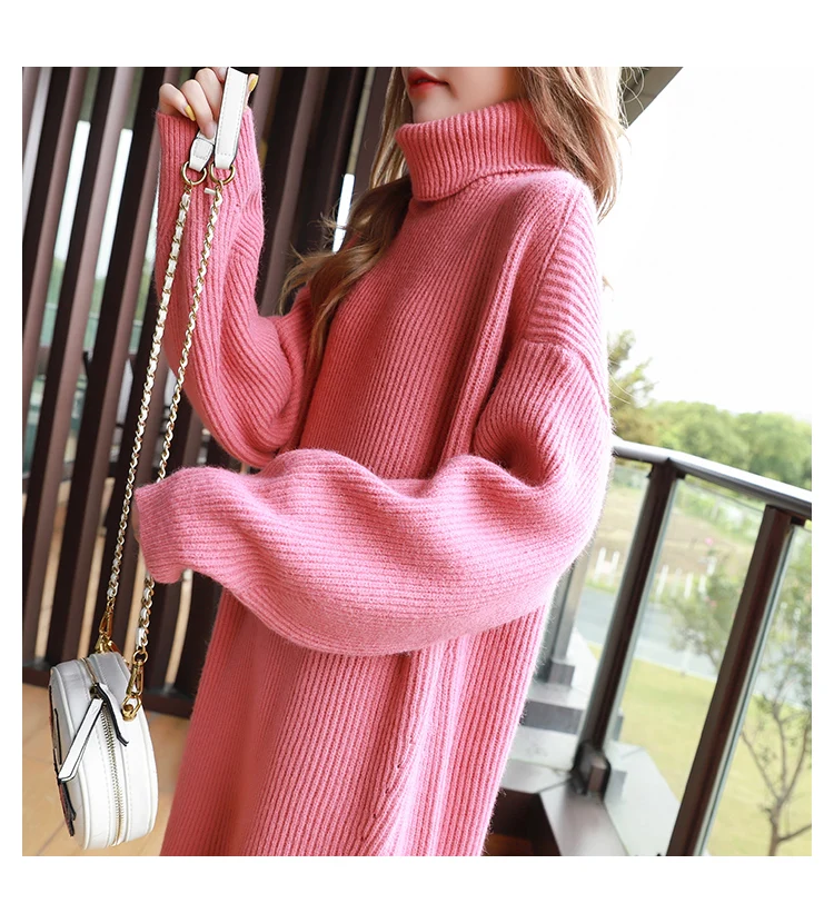 HF19305 Rose Pink H. SA зимние свитера для женщин рождественские розовые свитера зимняя одежда свитер платье кашемировый свитер - Цвет: HF19305 Rose Pink