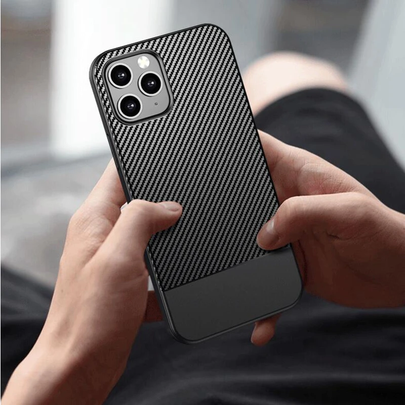 Карбоновый чехол для iphone 12 11 Pro Max mini X XR 5s 6s 7 8 Plus pro XS SE 2020 мягкие роскошные чехлы|case