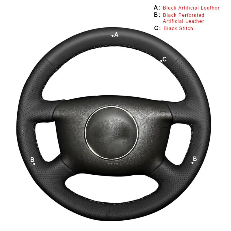 Artificial Leather Авто оплетка на руль для Audi A2(8Z) A3(8L) Sprotback A4(B5 B6) Avant A6(C5) A8(D2) S4 автомобильные чехлы на колеса - Название цвета: Artificial Leather