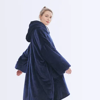 

Soft Warm Pullover TV blanket Warm blanket with sleeve flannel pajama Thick Breathable Coral fleece blanket home textiles