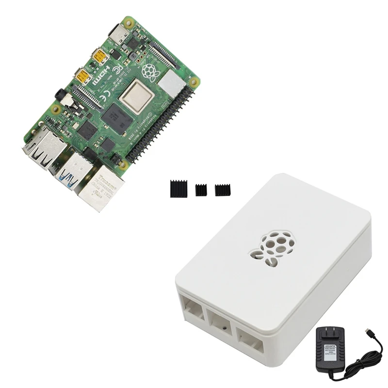 Для Raspberry Pi 4B ABS белый чехол 2G ram DIY Kit с радиатором 5V 3A ...