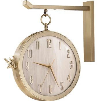 

Double Sided Nordic Wall Clock Quartz Golden Creative Wall Clocks Large Decorative Relogios De Parede Home Decorations OO50WC