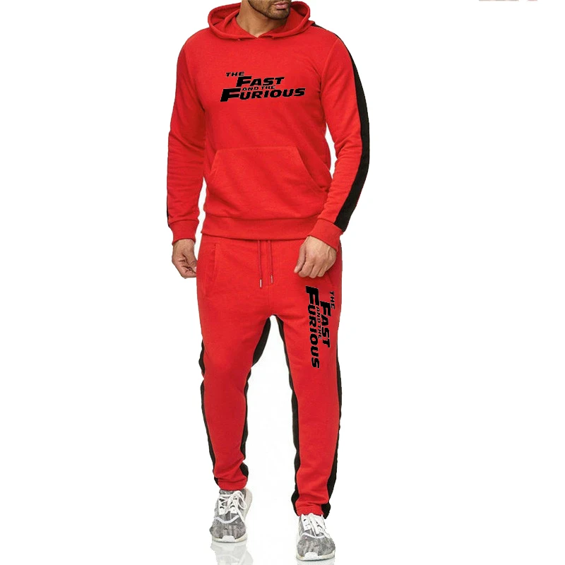 Red 4 Зимние мужские комплекты, спортивный костюм, для бега, Chandal Hombre, спортивный костюм, Повседневный свитер с капюшоном, штаны, хлопок, Ropa Hombre, толстовка - Цвет: Red 4