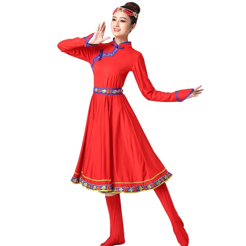 Mongolian Costume Clothes Chinese Folk Dance Costumes Clothing Dress Stage Dance Wear Performance Mongolian Dress TA2130