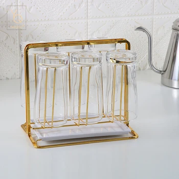 

Iron Multifunction Inverted Cup Holder with Tray New Type of Dish Glass Water Bottles Drainer Rack Kitchen Storage Accessories