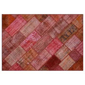 

Handmade Red Vintage Overdyed Patchwork Area Rug 160x230 Cm-5'3''X7'7''