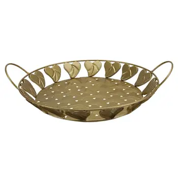 

Fruit Plate Metal Iron Crafts Light Luxury Round Snack Plate Creative Heart-shaped Fruit Bowl Household Vessels Golden