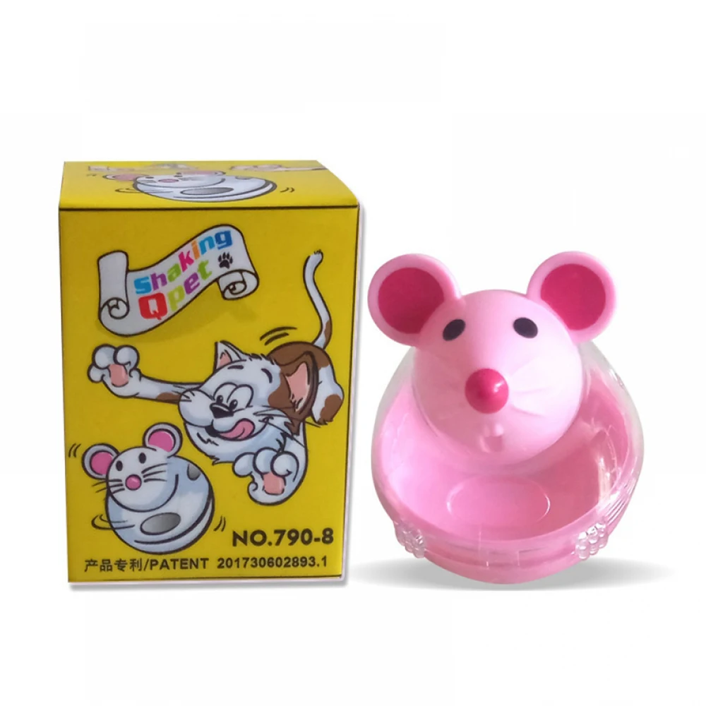Игрушечный Мячик с мышкой, мячик для еды, новинка, Популярная игрушка для кошек, забавная игрушка для кошек, мячик для еды с мышкой - Цвет: Розовый