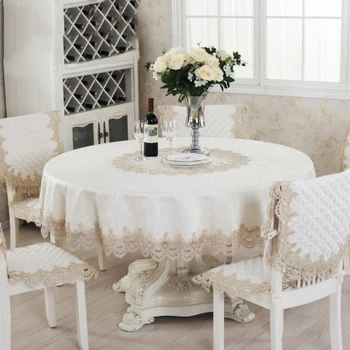 

Luxury Embroidered Tablecloth Table Dining Round Table Cover Table Cloth Water Soluble Lace Wedding Flower Home Textile