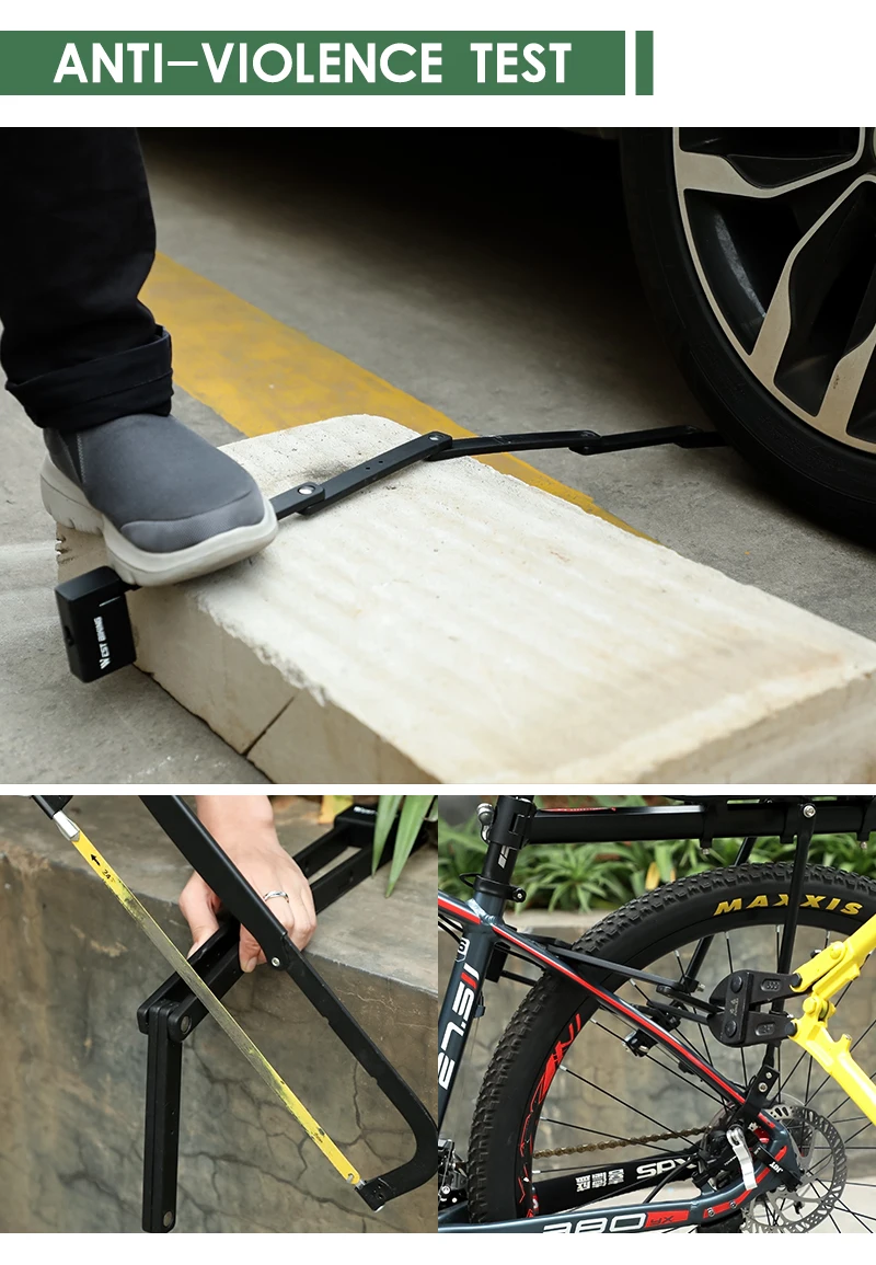 WEST BIKING จักรยานพับล็อคจักรยาน MTB ฮัมบูร์กล็อคล็อคความปลอดภัยสูงป้องกันการโจรกรรม Scooter ไฟฟ้า E-Bike ขี่จักรยานล็อค