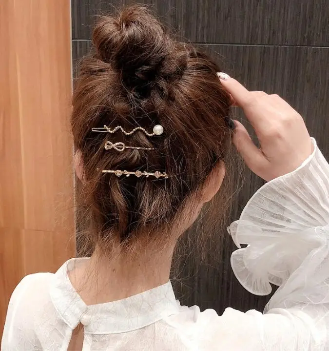 100 компл./лот 3 шт./компл. DIY простой мульти сплава сердечки без цветы Заколки для волос шпильки с жемчугом волос Инструменты для укладки волос аксессуары HA1467