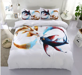 

3D Animal Printed Bedding Sets Time Art Flying Fish Duvet Cover Twin Full Queen Size For Home