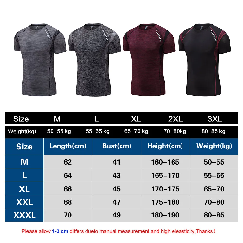Men's Compression Running T Shirt Fitness Tight Short Sleeve Sport T Shirt  Training Jogging Shirts Gym Muscle Shirts Men
