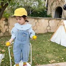 Весна, Новое поступление, модные джинсовые комбинезоны для девочек, детский комбинезон, комбинезон для маленьких мальчиков