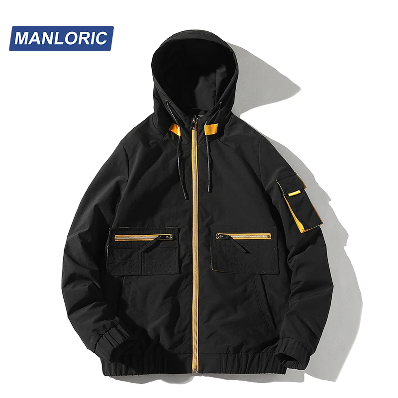 

MANLORIC Men Fall and Winter Hooded Solid Pocket Casual Jacket Fashion Men Clothing Japanese Streetwear Coats