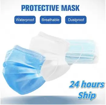 

100pcs Fast Shipping Adjustable Straps Facemask Mascarilla Desechables Fast Shipping One time Masker 3Ply Facial Masker 3Ply Box