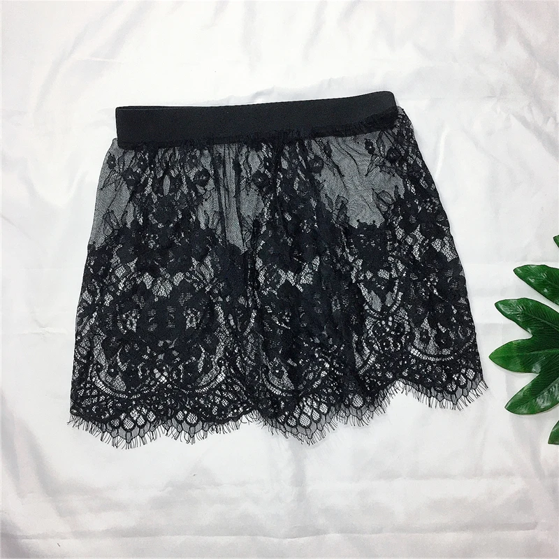 Miniskirt Sexy Transparent Lace Mesh Skirt Shirt Extender Women Mini Black...