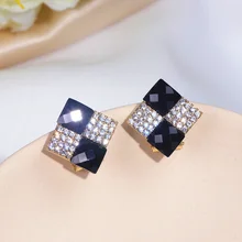 Новые Большие Геометрические Квадратные серьги-гвоздики с кристаллами для женщин, элегантные серьги золотистого цвета, модные вечерние ювелирные изделия, аксессуары
