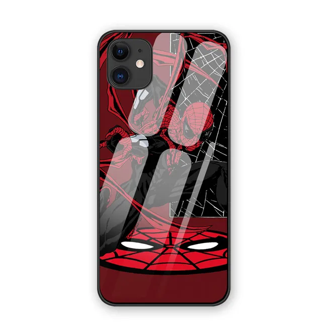 9 Глаза человека паука Venom Чехлы для iphone 7 8 6 6S Plus роскошный закаленный стеклянный чехол для телефона iphone 11 11Pro X XR XS MAX - Цвет: 9