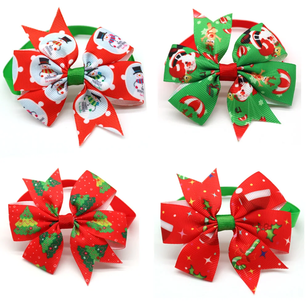 100pcs Dog Christmas Accessories Dog Bow Tie Pet Dog Cat Xmas Bowties Neckties Small Dog Holiday Party Grooming Accessores