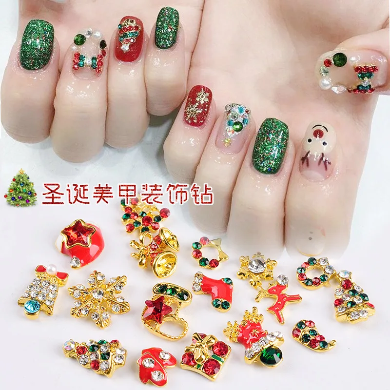 

1 pcs Christmas Nail Art Decorations Christmas Tree Snowflake Alloy Metal 3D Nail Rhinestones Accessories Jewelry Nail Supplies