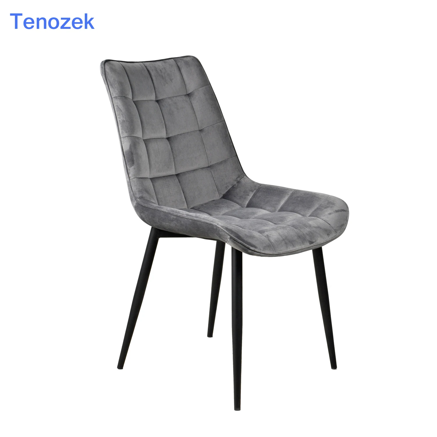 

Modern Dining Chair Set of 2 Metal Legs Velvet Cushion Seat and Back for Dining Living and Waiting Room Chairs Grey