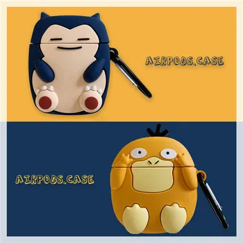 

3D Cute Cartoon Pokemon Psyduck Snorlax Kabigon Headphone Cases For Apple Airpods 1/2 Silicone Protection Earphone Skin Cover