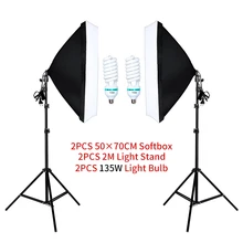 50*70cm Softbox Photography Lighting Kit Photo Studio Single Lamp Holder Continuous Lighting With 2pcs Bulbs Photo Accessories