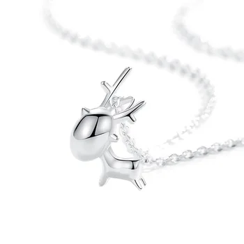 

New 925 Sterling Silver Elk Necklace Female One Deer with You Net Red Style Forest Wild Antler Pendant Same Paragraph
