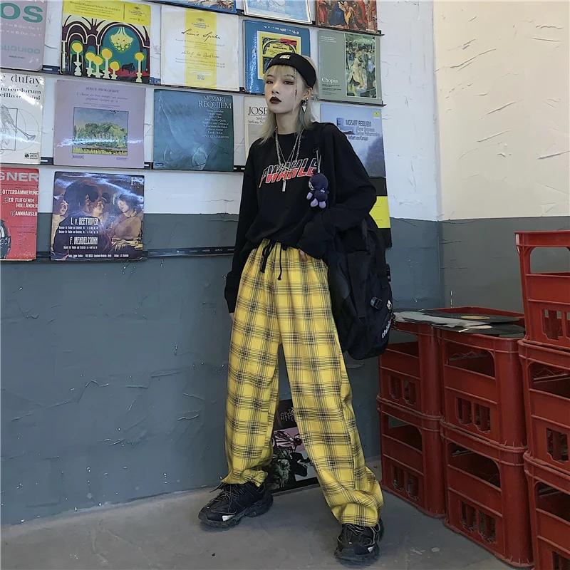 Винтажные платные лоскутные брюки Harajuku женские брюки эластичные брюки корейские повседневные Прямые Панталоны jogger уличная одежда
