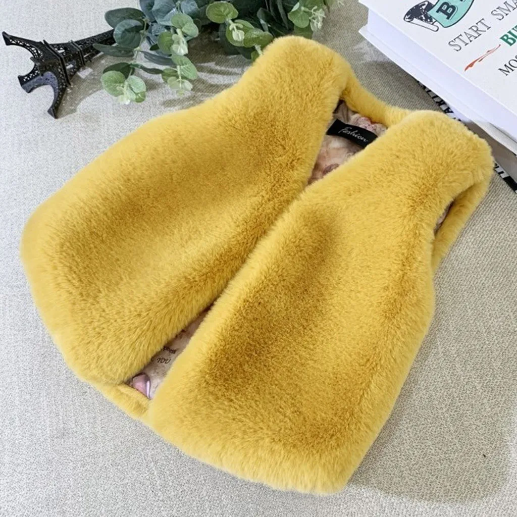 

Toddler Baby Girls Faux Fur Vest Winter Warm Coat Jacket Cute Thick Clothes Children's suit High Quality