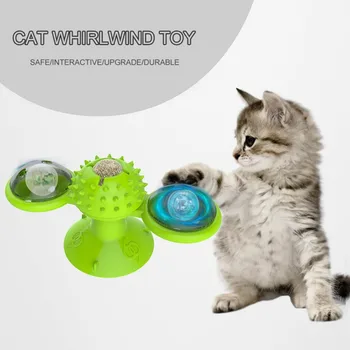 

Pet Doy Cat Toy Rubbing Teeth Turning Windmill Luminous Turntable Toy Rotating Green Blue Yellow Home Pet Dog Cat Toys Products